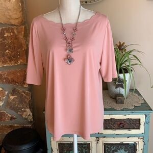 Preston & York Pink Short Sleeve Blouse Size L